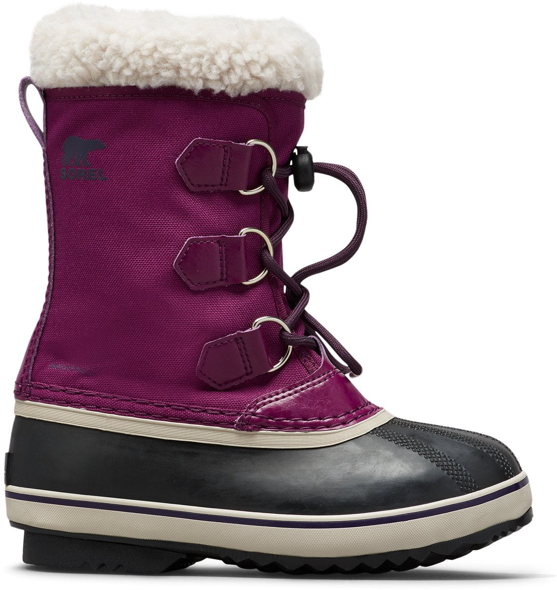 Sorel yoot pac™ nylon wp ungdom unisex snestøvler - vild iris, mørk blomme - størrelse 39