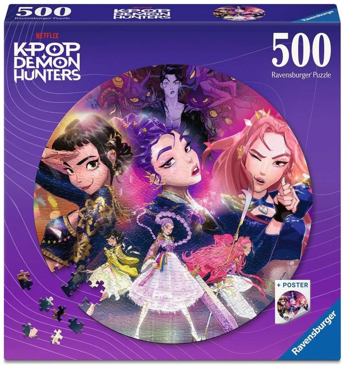 Ravensburger - puslespil - kpop dæmonjægere - rundt puslespil 500 brikker