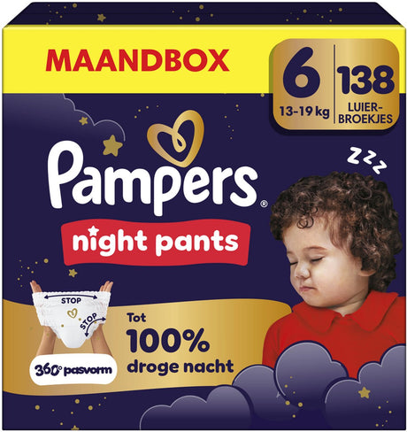 Pampers natbukser str. 6 - 138 blebukser - 13kg+ - månedsæske