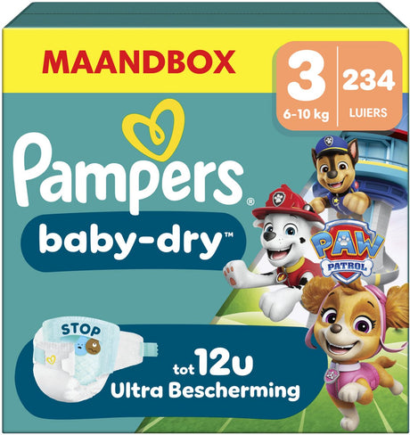 Pampers baby-dry paw patrol edition størrelse 3 - 234 bleer - 6 kg-10 kg