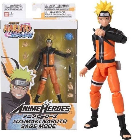 Bandai - anime heroes - naruto uzumaki figur i eremittilstand (sage mode) - naruto shippuden - anime heroes manga action figur 17 cm - naruto action figur - legetøjsbarn 4+ - 36907