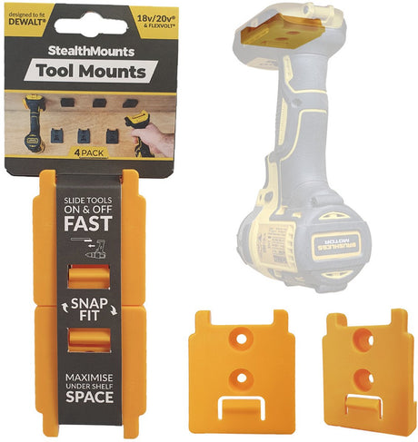Stealthmounts tm-dw18-ylw-4 maskinholder til dewalt xr - gul - 4-pak