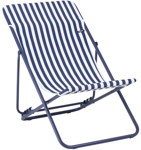 Lafuma maxi transat - strandstol - foldbar - justerbar - airlon - indigo (blå) stribet