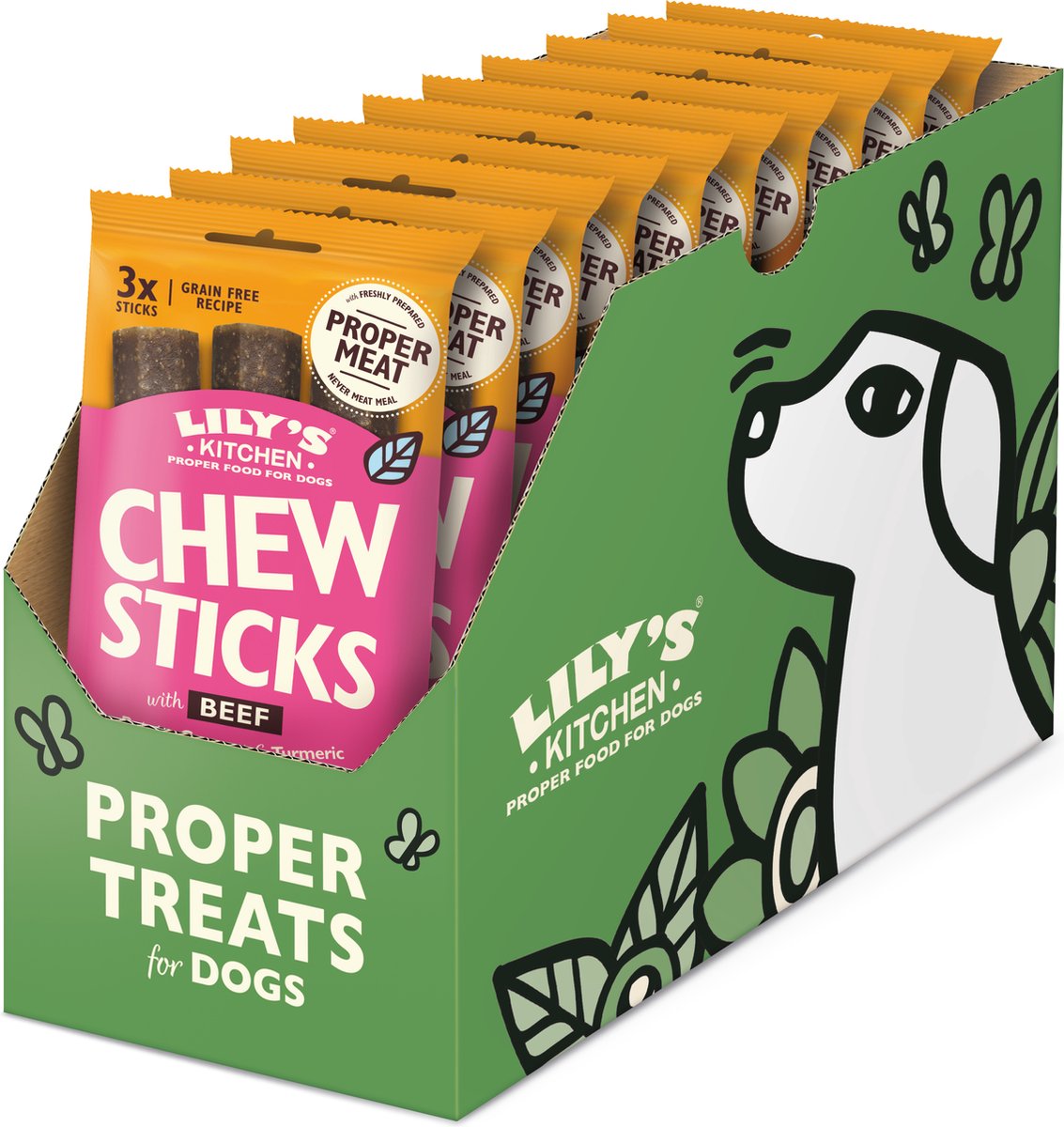 Lilys køkken - hundesnacks - tyggepinde oksekød - 10 x 120 g