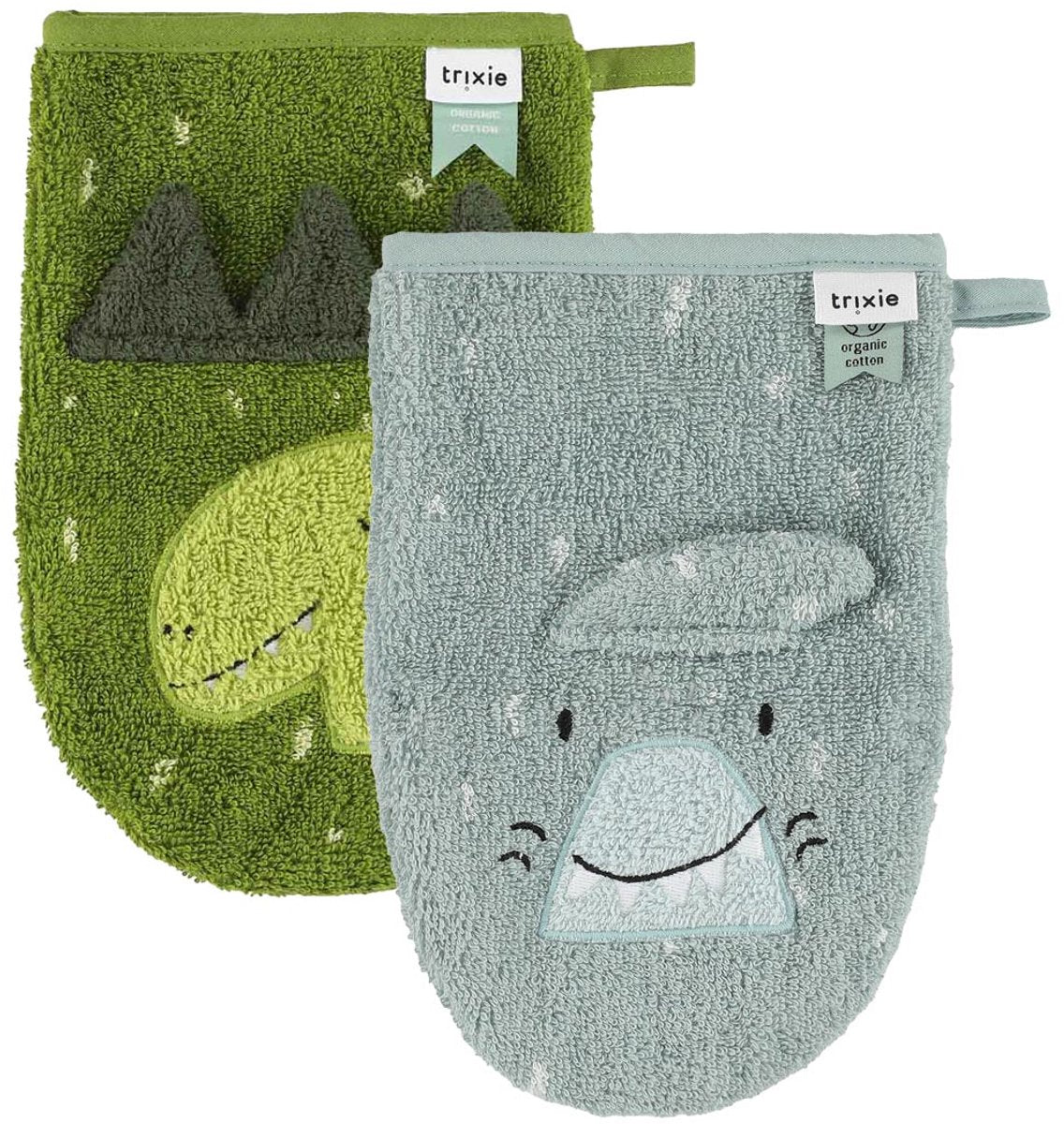 Trixie vaskeklud 2-pak | Mr. Shark - Mr. Dino
