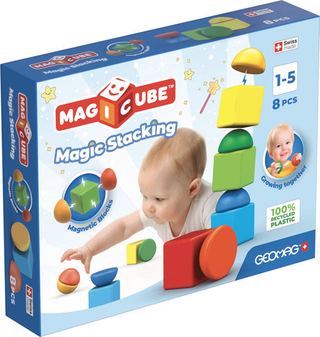 Geomag magicube genbrugt - magnetiske byggeklodser - 8 dele - fra 1 år