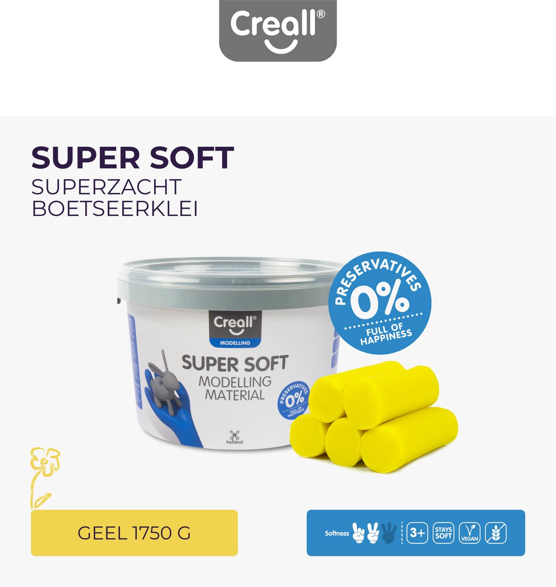 Creall superblød lergul, 1750gr.