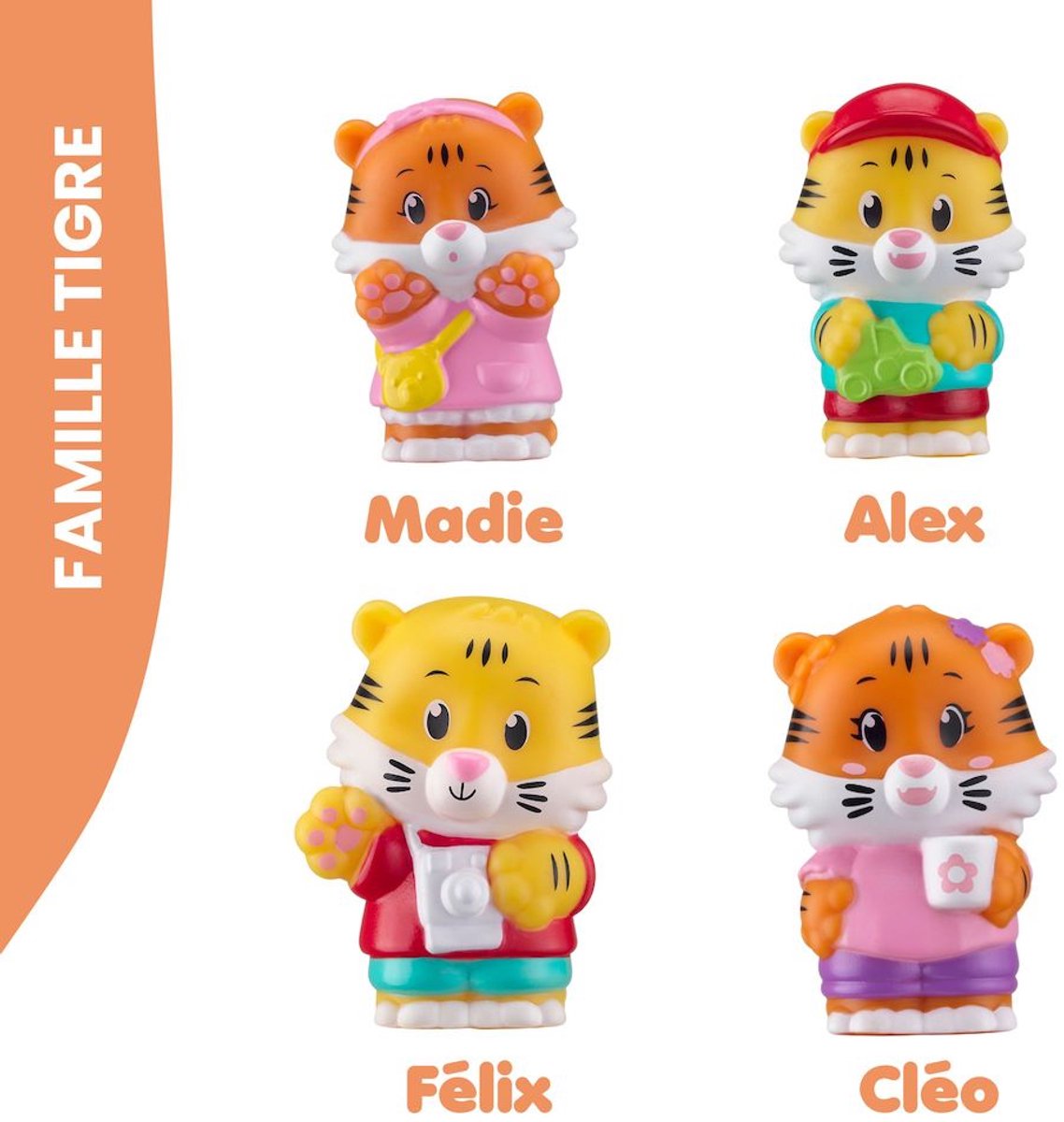 Klorofil familielegesæt “tiger” – dukkesæt – félix, cléo, madie og alex – fra 18 måneder – 4 stk.