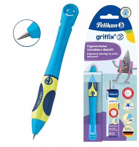 Pelikan vulpotlood - griffix® - neon fresh blue - potlood voor rechtshandigen
