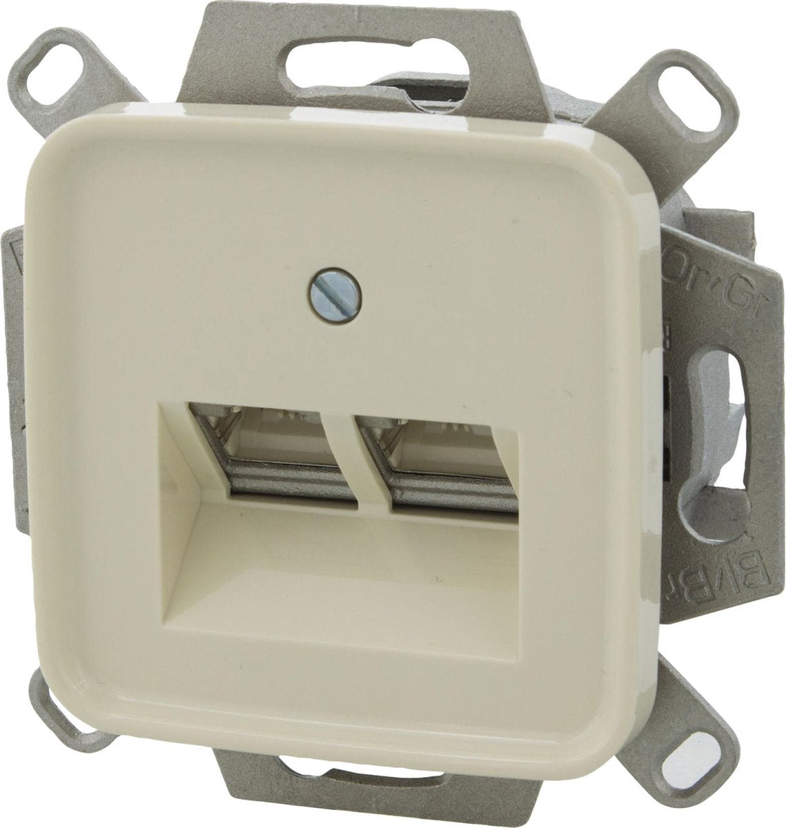 Q-link Busch-Jaeger fatning - ISDN - indbygget - 2 x 8-benet - Cat6A - egnet til Busch-Jaeger serien refleks - creme