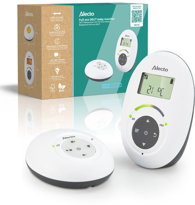 Alecto dbx-125 - full eco dect babyalarm med display - hvid