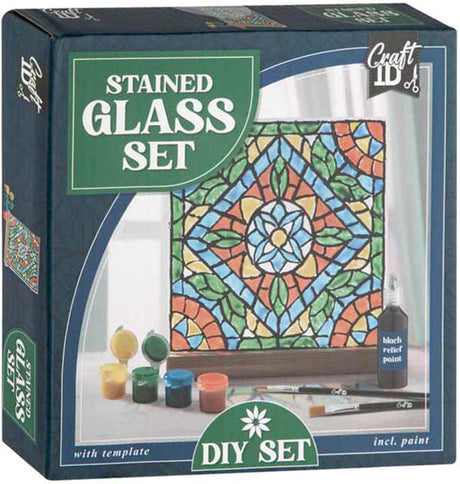 Creative craft group tegel schilderen glas in lood - incl. 4 verfkleuren 2 kwasten