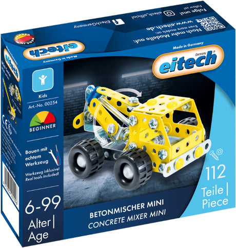 Eitech ® byggeboks – mini betonblander byggesæt – 112 dele – metal byggesæt med værktøj – byggelegetøj – fra 6 år
