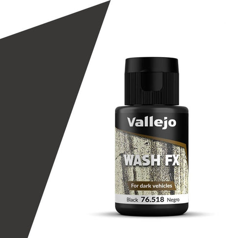 Vallejo hobbymaling - 76518 modelvask - sort - 35 ml malingsflaske - 35 ml