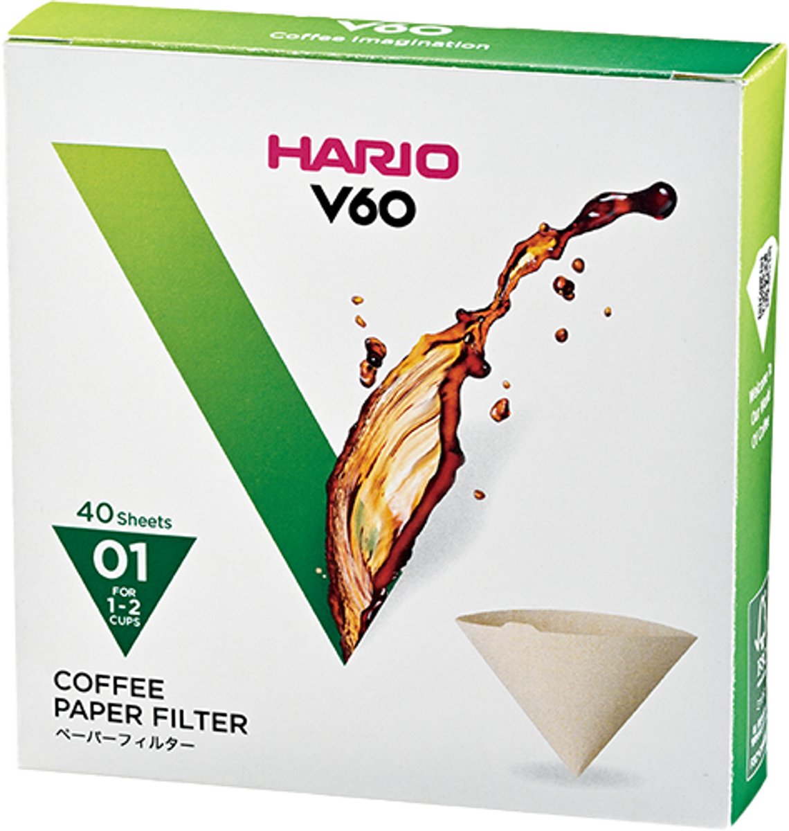Hario v60 filterpapir - 01 størrelse - 40 stk - brun