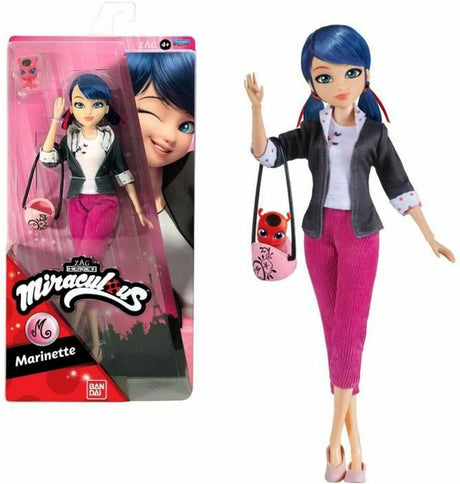 Bandai - mirakuløs mariehøne - modedukke 26 cm - marinette - officielt licenseret mirakuløs - marinette leddukke - legetøj til børn i alderen 4 år + - p50005