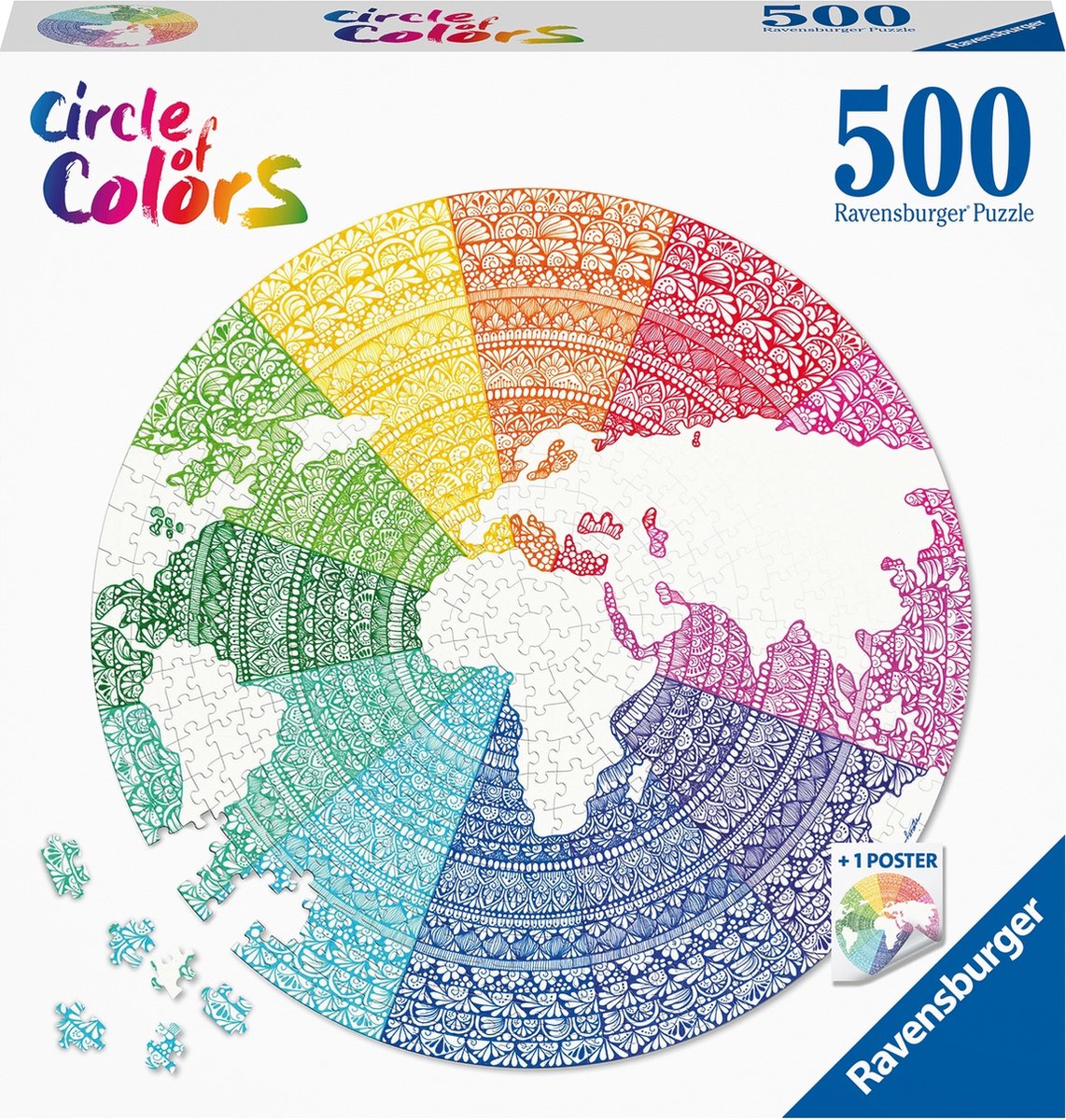 Ravensburger runde puslespil cirkel af farver mandala - puslespil - 500 brikker