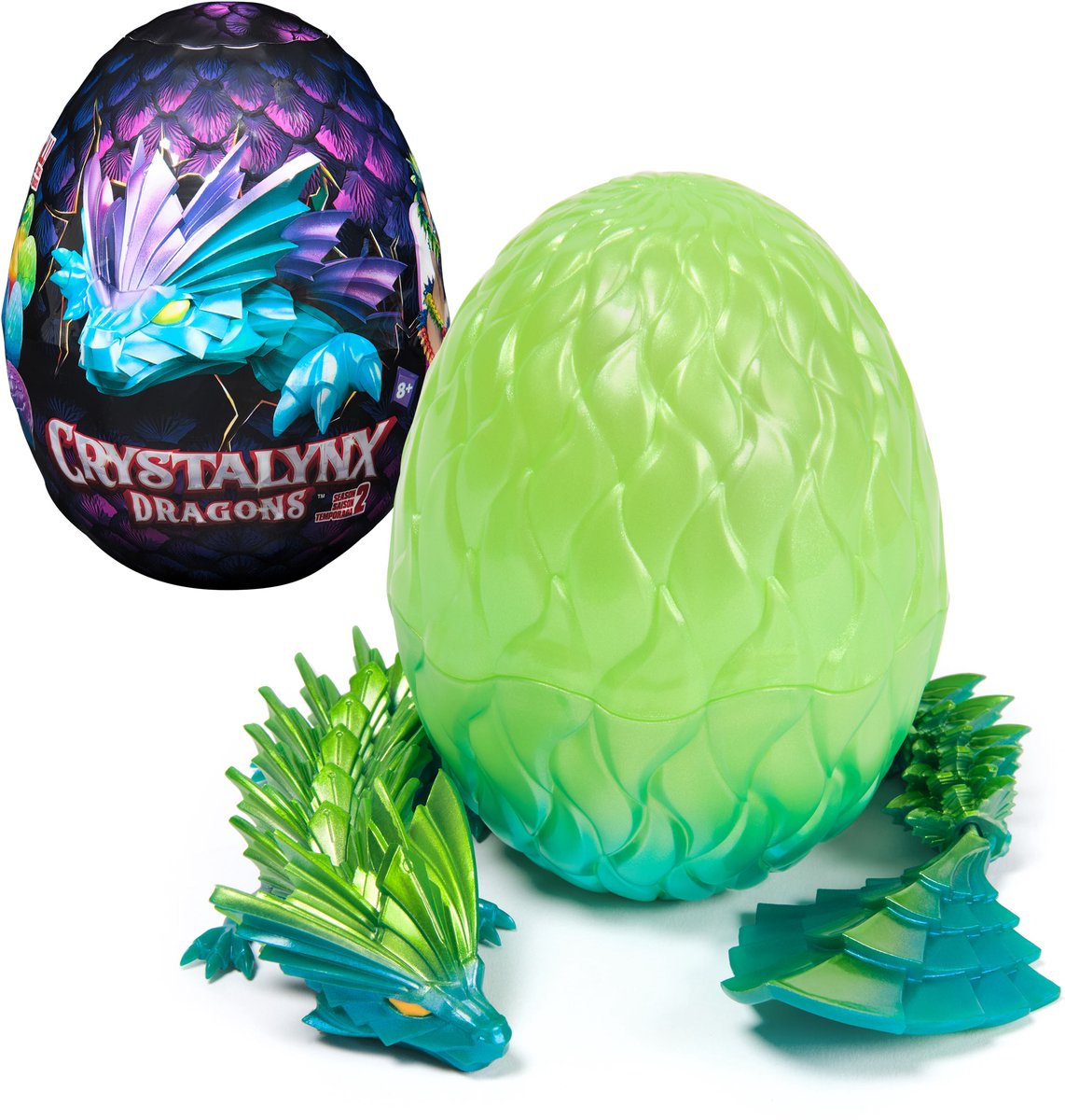 Crystalynx-drager, 32 cm justerbar dragefigur med overraskelsesæg, fidget-legetøj til hjemmekontorer og skrivebordsdekoration (stile kan variere)