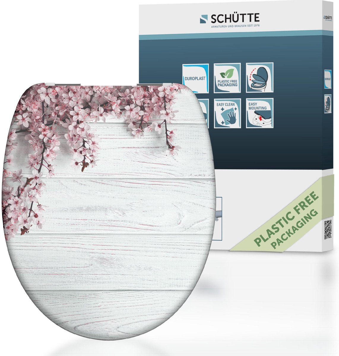 Schütte toiletsæde 82197 blomster træ - duroplast - soft close - krom hængsler - indretning - 1-sidet print