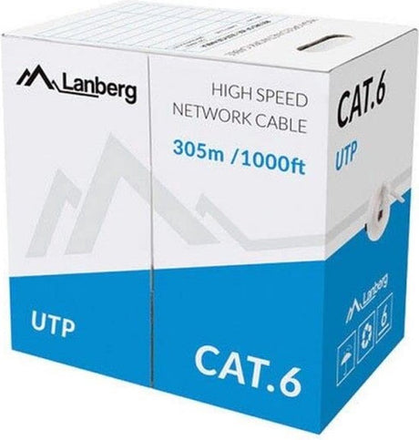 Lanberg lc-6utp-305m-gy – netværkskabel cat6 utp 305m rullegrå (solid cu, cpr, fluke pass)