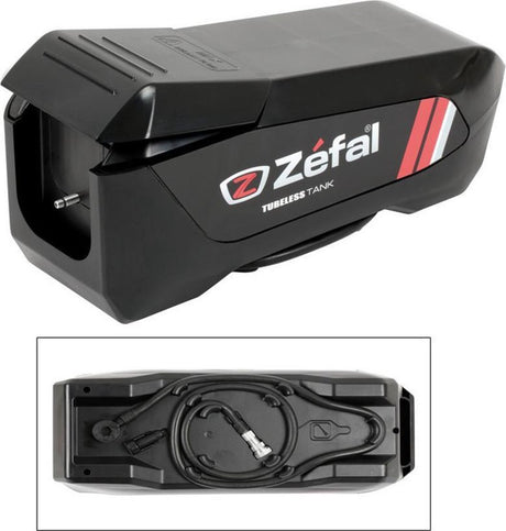 Zefal pump tubeless tank - kapacitet: 1 l - 16 bar - sv (schrader ventil) - sort rød