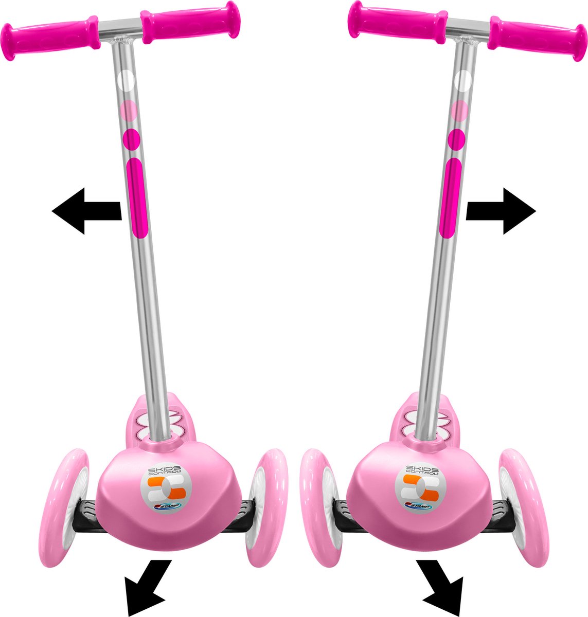 Stempel-slids kontrol 3-hjulet børnescooter - styrescooter - piger - pink