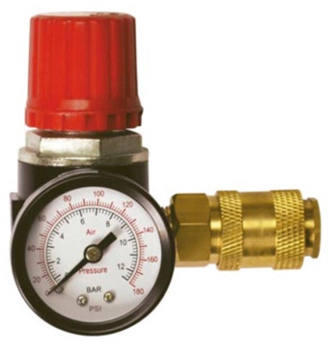 Stanley trykregulator ¼ tomme - gasregulator, manometer og luftventil - 12 bar