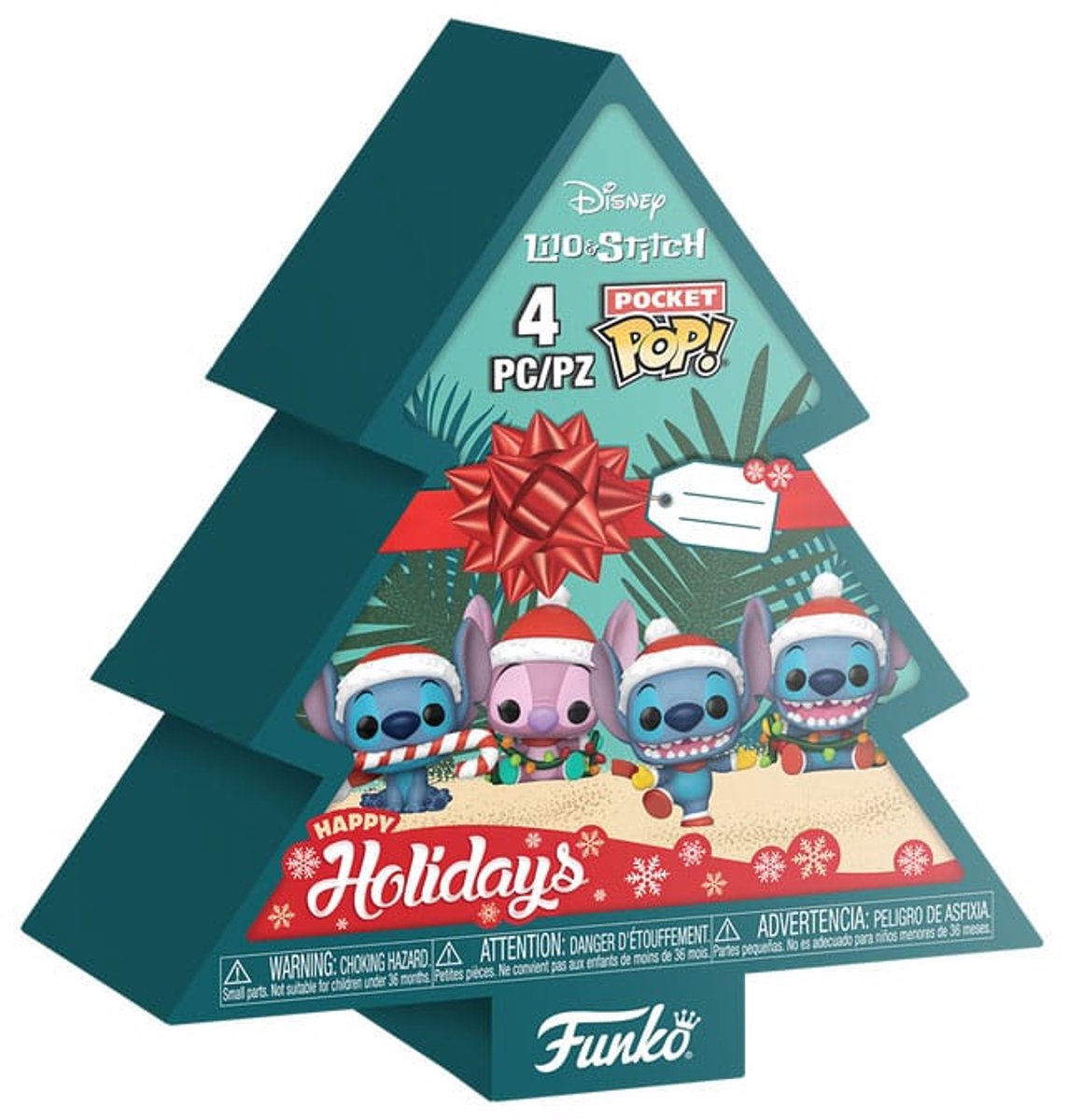 Lilo stitch tree box lommedukke! (sæt med 4) unisex funko pocket pop! - neutral - standard