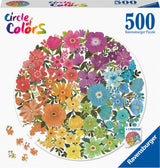 Ravensburger runde puslespil cirkel af farver blomster - puslespil - 500 brikker