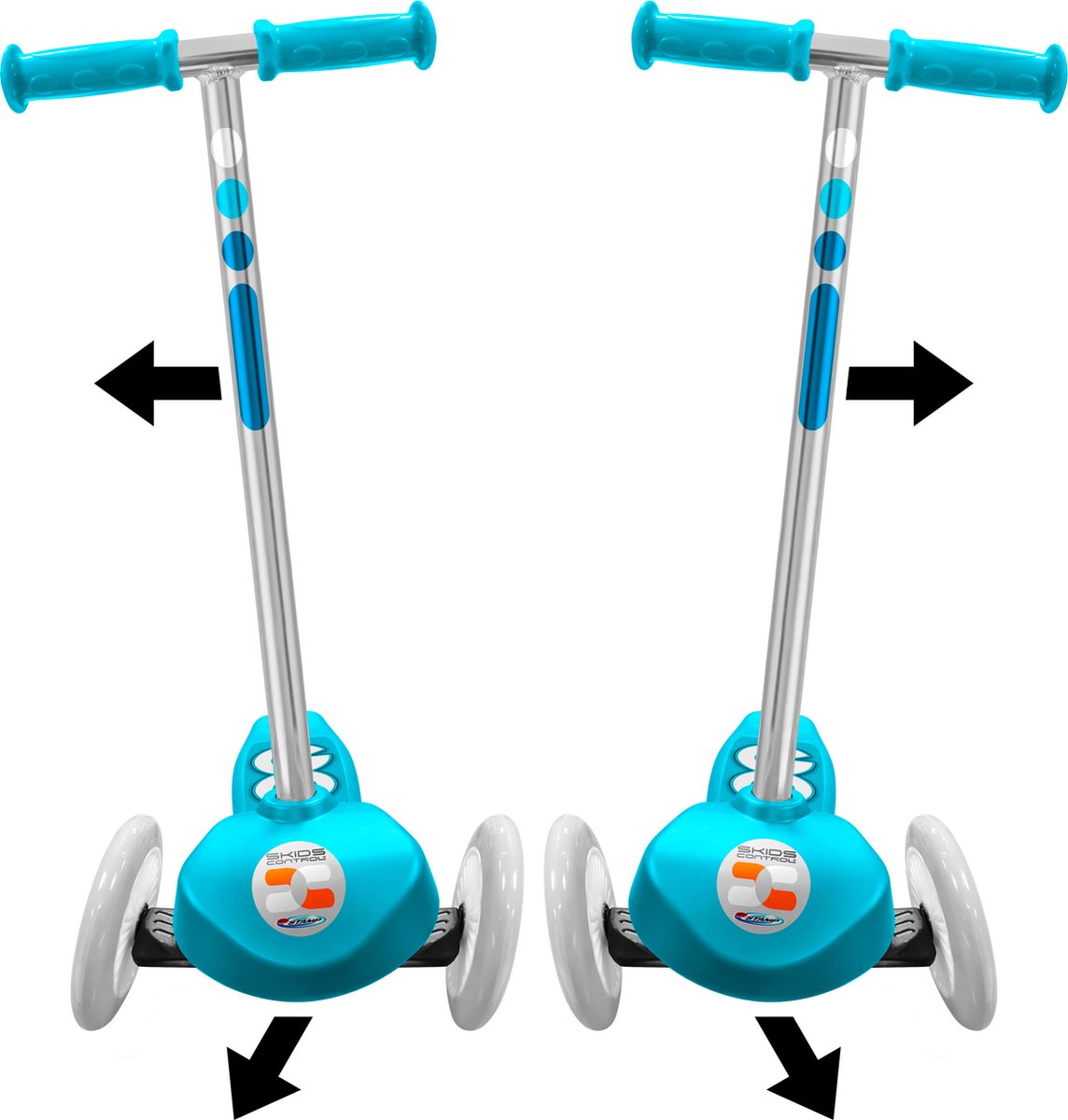 Stempel-slids kontrol 3-hjulet børnescooter - styrescooter - unisex - blå