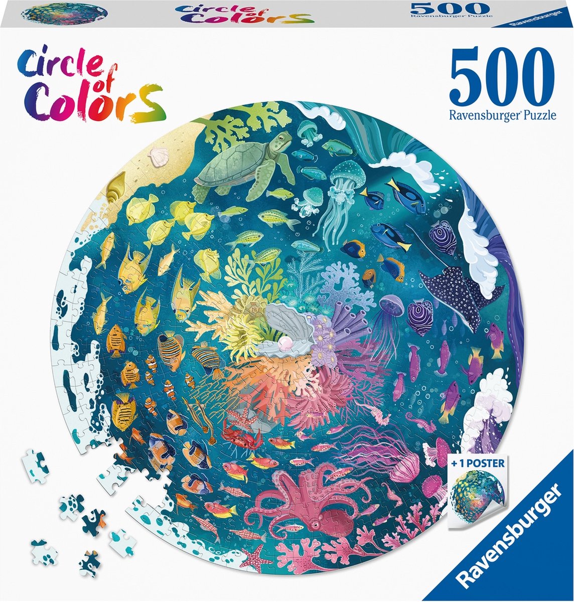 Ravensburger runde puslespil cirkel af farver hav og ubåd - puslespil - 500 brikker