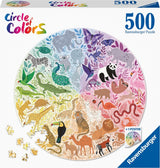 Ravensburger rund puslespil cirkel af farver dyr - puslespil - 500 brikker