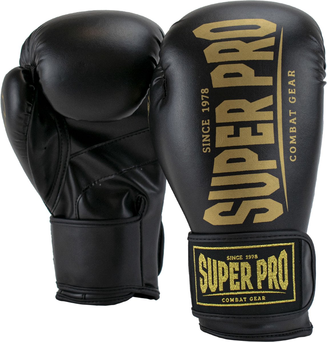 Super pro combat gear champ se (kick)bokshandschoenen zwart goud 8oz