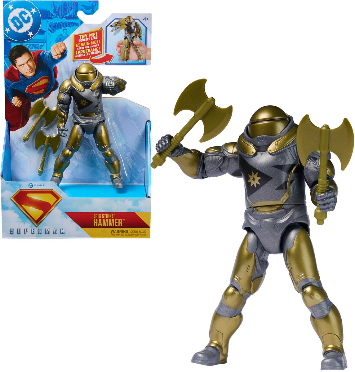 DC Comics, Superman, Green Lantern, Epic Strike actionfigur, 15 cm høj, autentisk filmstil, inklusive 2 tilbehør, legetøj