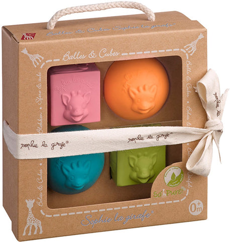 Sophie the giraffe so'pure legesæt - klodser og bolde sæt - babylegetøj - barselsgave - baby shower gave - 100% naturgummi - fra 3 måneder - pink orange blå grøn
