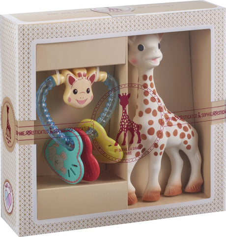 Sophie the giraffe sofistikeret gavesæt - babylegetøj - hjertebidering - barselsgave - baby shower gave - 4 stk.