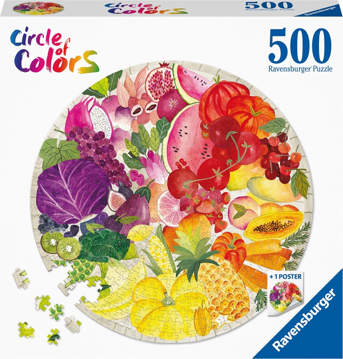 Ravensburger rund puslespil cirkel af farver frugt og grøntsager - puslespil - 500 brikker