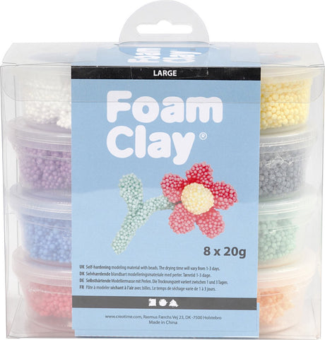 Foam clay stor, forskellige farver, 8x20 gr 1 æske