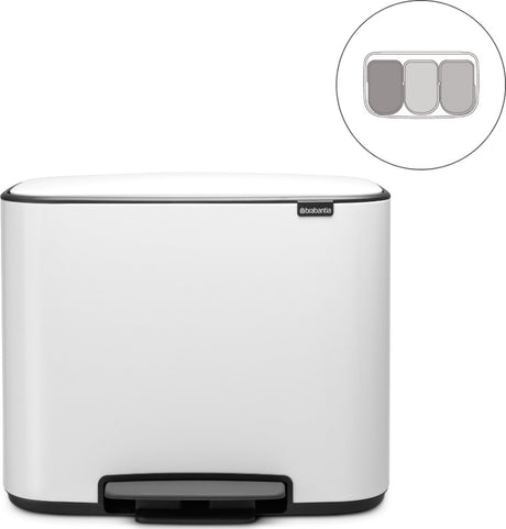 Brabantia bo affaldsspand - 3 x 11 liter - affaldssortering - hvid