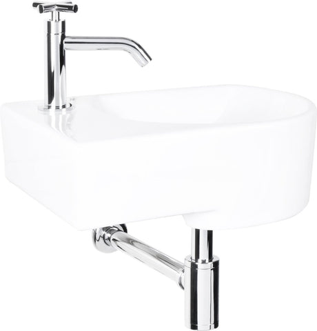 Differnz appollo fontænetoilet venstre - sæt - fontæne 41 x 27 cm inkl. hane og sifon - keramik - hvid