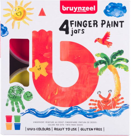 Bruynzeel vandbaseret fingerfarvesæt | 4 x 85 ml