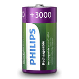 Batterisalg europa genopladelige batterier philips genopladelige nimh c hr14 3000mah, 2 stk.