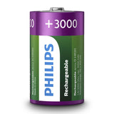 Batterisalg europa genopladelige batterier philips genopladelige nimh d hr20 3000mah, 2 stk.