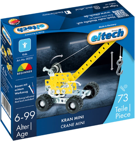 Eitech ® byggeboks – mini kran byggesæt – 73 dele – metal byggesæt med værktøj – byggelegetøj – fra 6 år