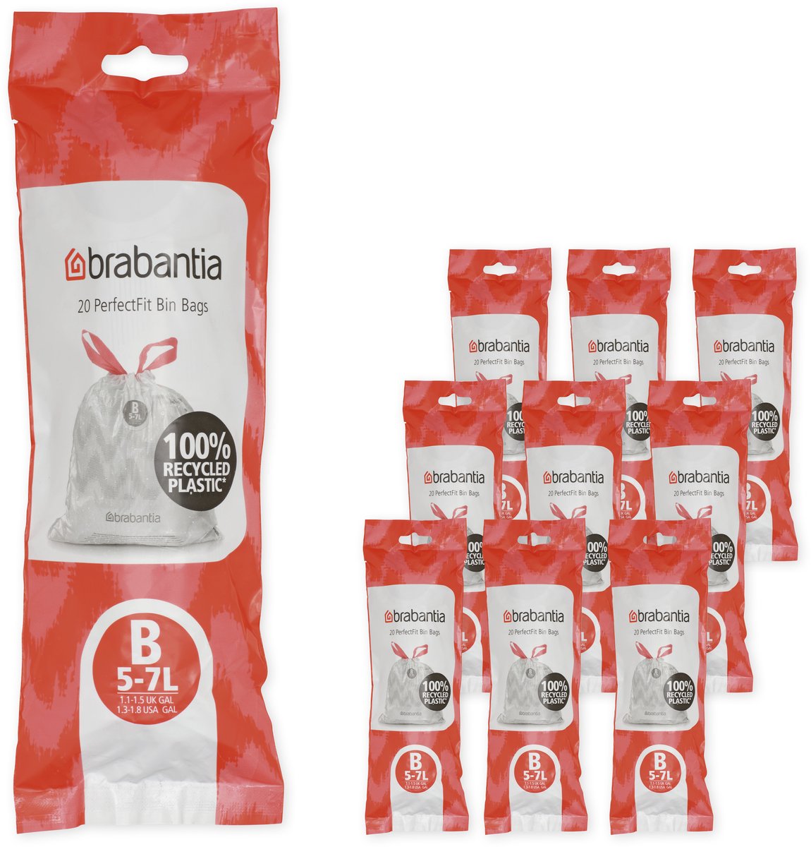 Brabantia perfectfit affaldssække - 5 l - kode b - 10 ruller x 20 stk.