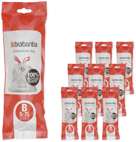 Brabantia perfectfit affaldssække - 5 l - kode b - 10 ruller x 20 stk.