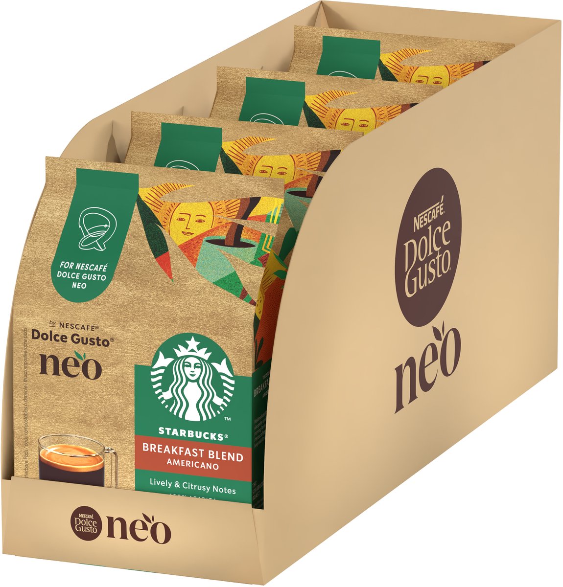 Starbucks by nescafe dolce gusto neo kaffepuder morgenmadsblanding - 4x12 bælg til 12 kopper kaffe