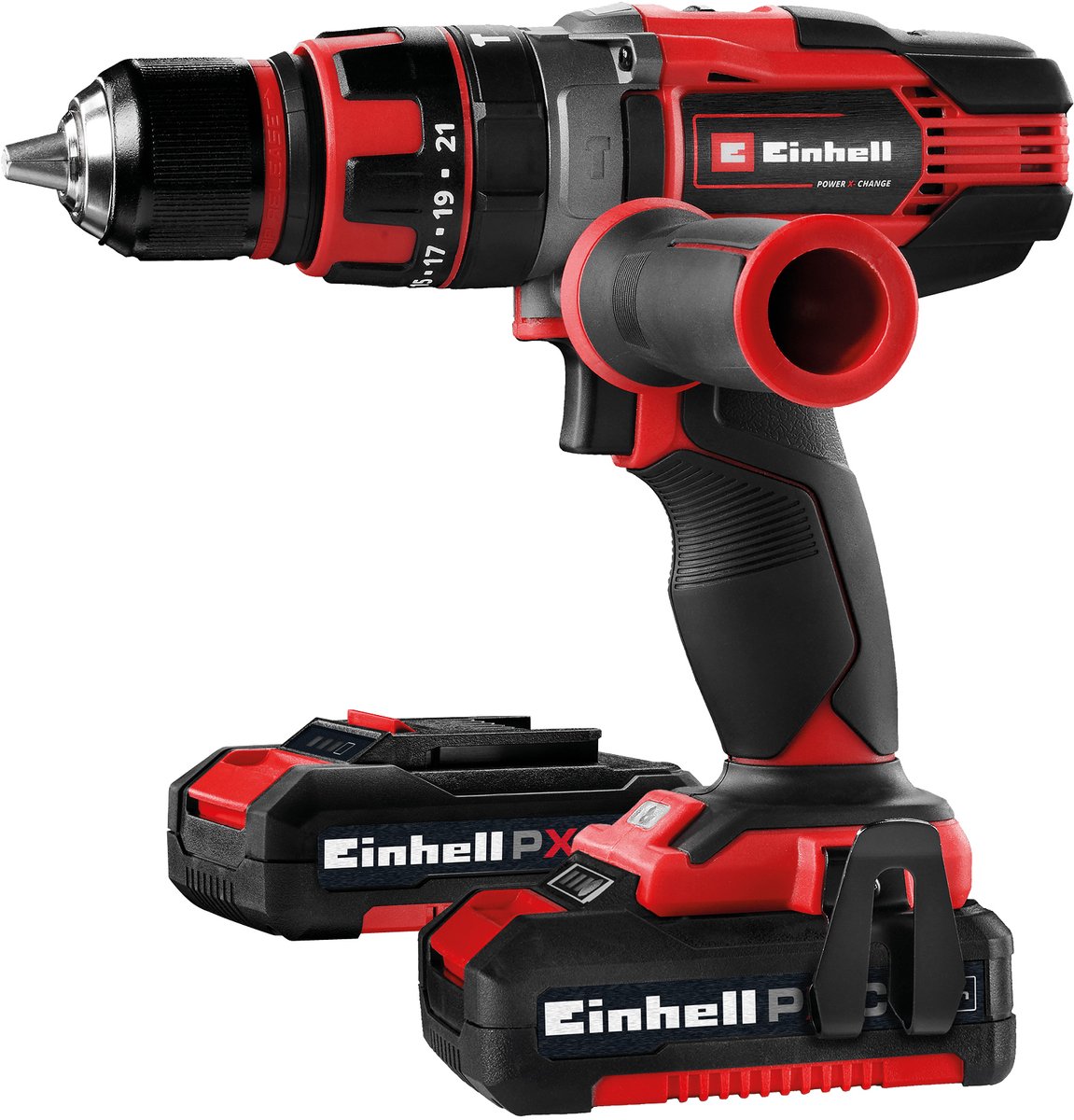 Einhell akku slagbore-/skruetrækker te-cd 18 48 li-i kit - power x-change - 18 v li-ion - med slagfunktion - 2 hastigheder - 48 nm - inkl. 2x 2,0 ah batteri og oplader