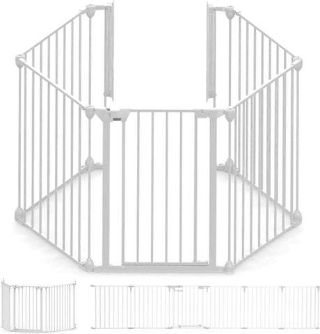 Noma 5 panel sikkerhedshegn - rumdeler - op til 315 cm - hvid - komfurhegn - sikkerhedshegn til pejs