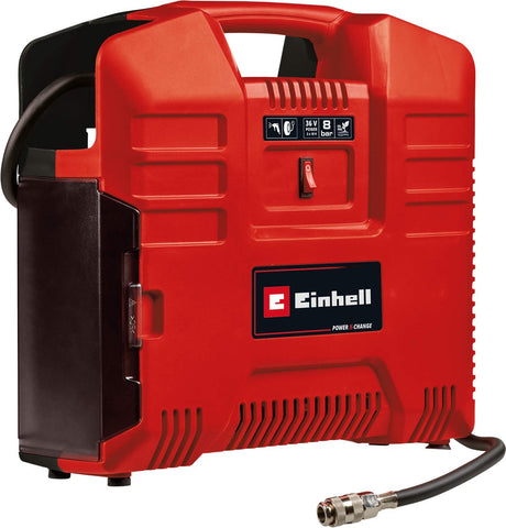 Einhell batterikompressor te-ac 36 8 li eller sæt solo - power x-change - 36 v li-ion - max. 8 bar - oliefri - sugeeffekt 130 l min - inkl. 3-delt adaptersæt - ekskl. batteri og oplader